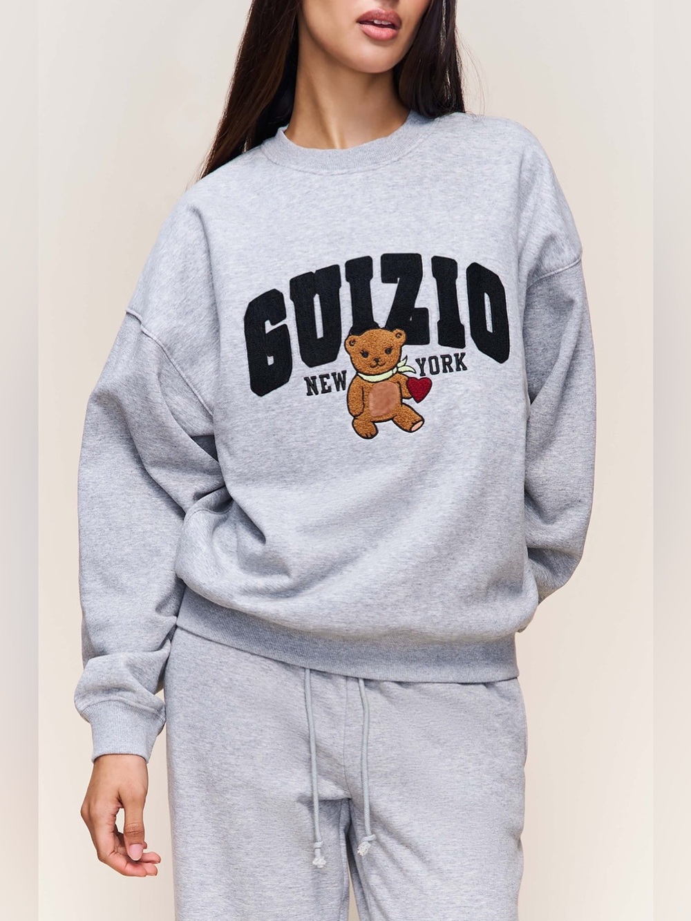GUIZIO Gray Fleece Crewneck Sweatshirt